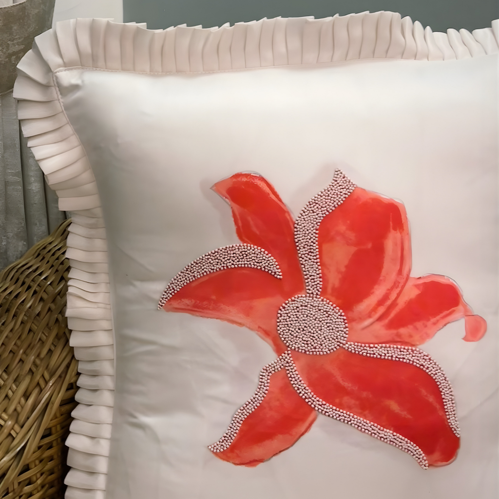 Crimson Hibiscus Cushion Cover