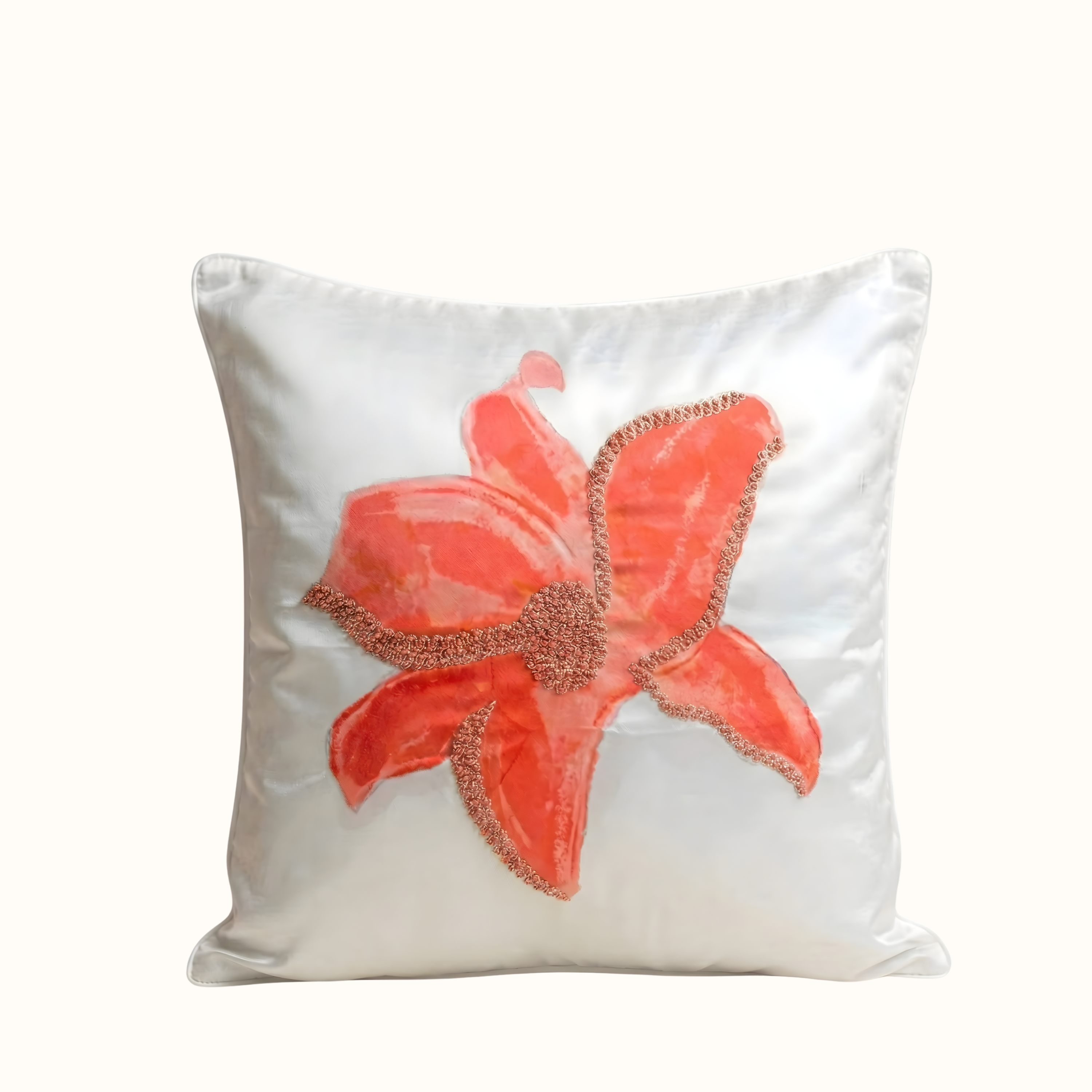 Crimson Hibiscus Cushion Cover