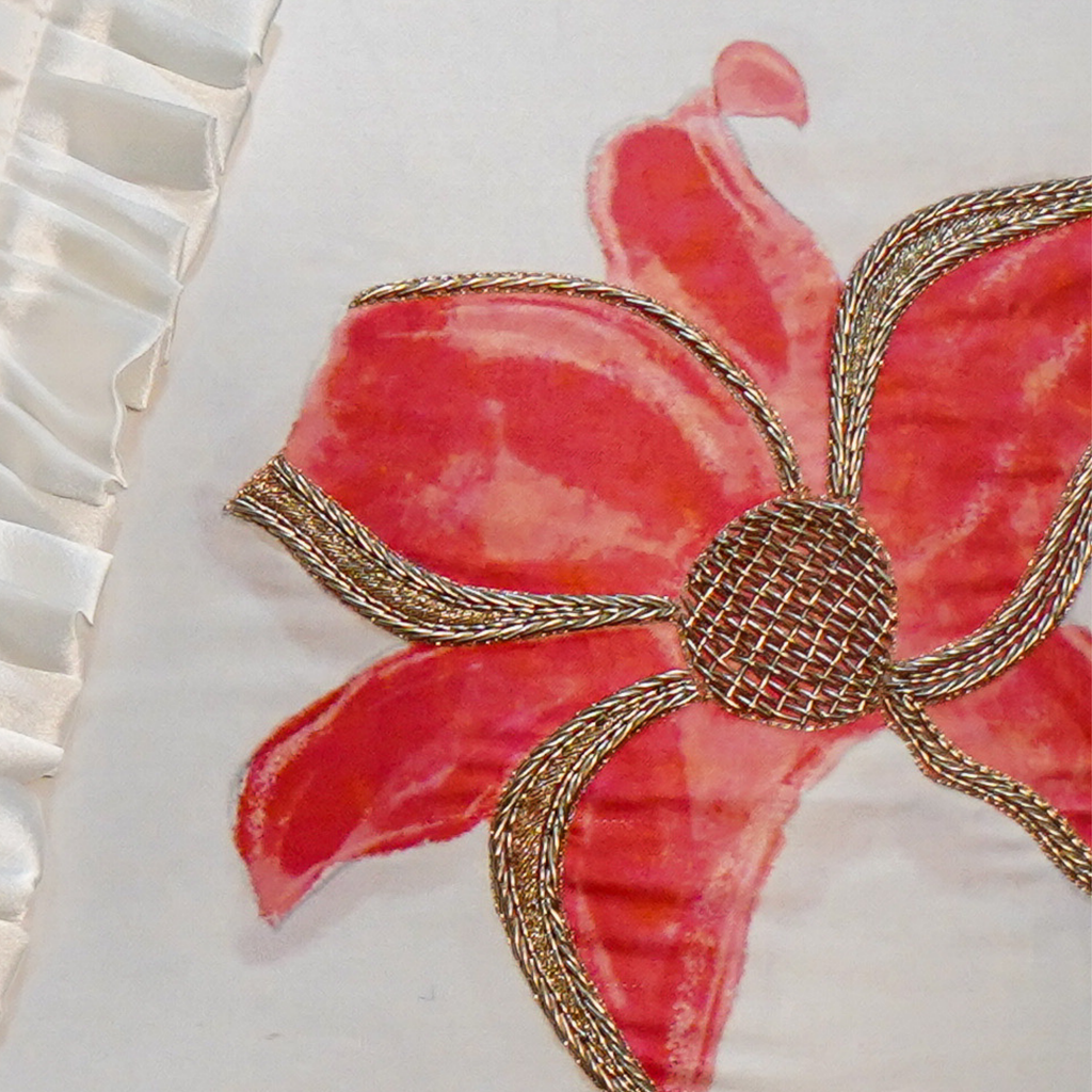 Crimson Hibiscus Cushion Cover
