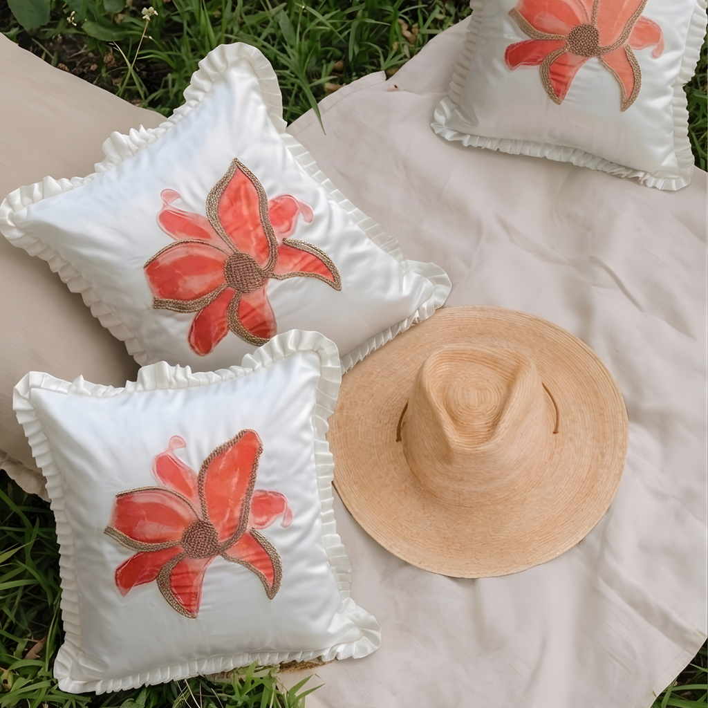 Crimson Hibiscus Cushion Cover