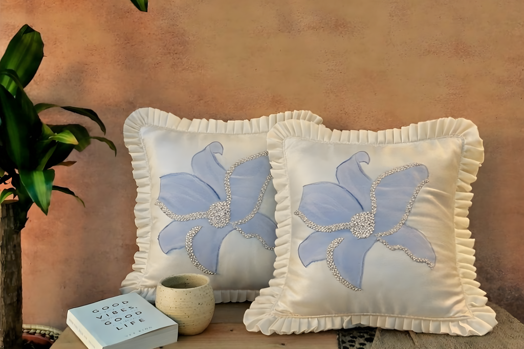 Mauve Hibiscus Cushion Cover
