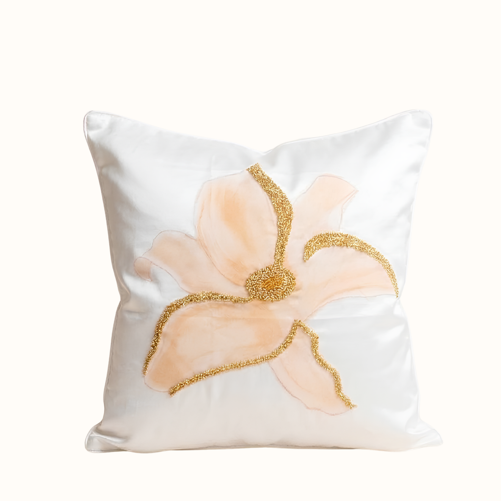 Golden Glaze Hibiscus Cushion Cover