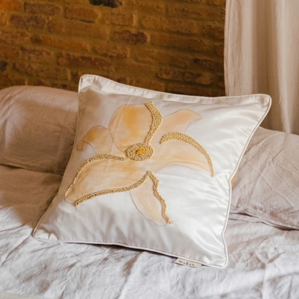 Golden Glaze Hibiscus Cushion Cover