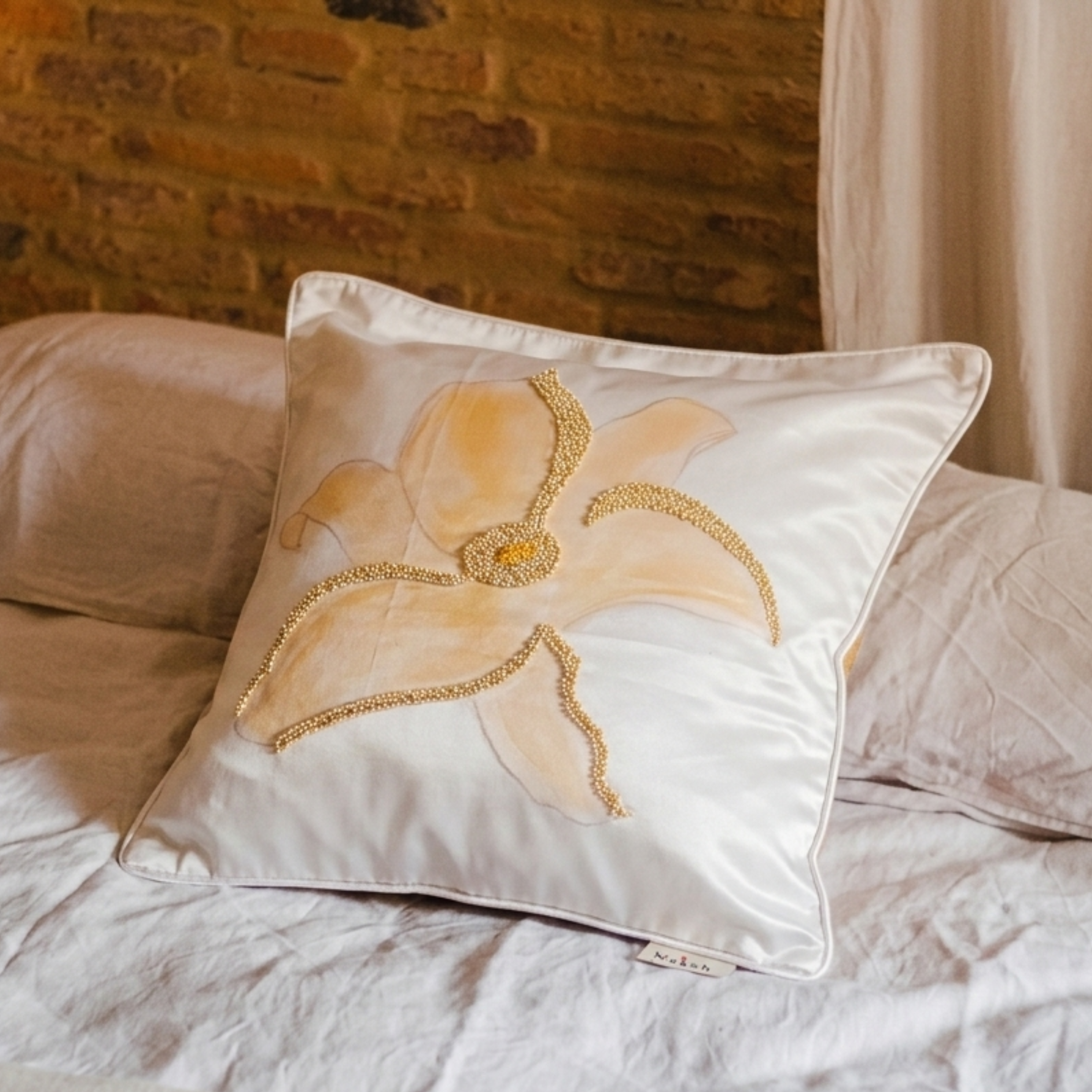 Golden Glaze Hibiscus Cushion Cover