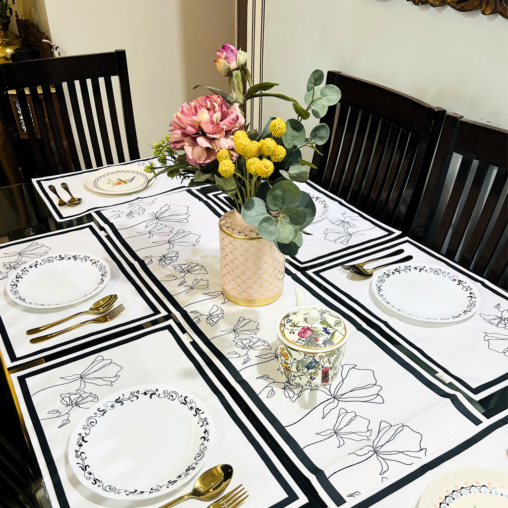 Ink Floral Table Mat & Runner Set