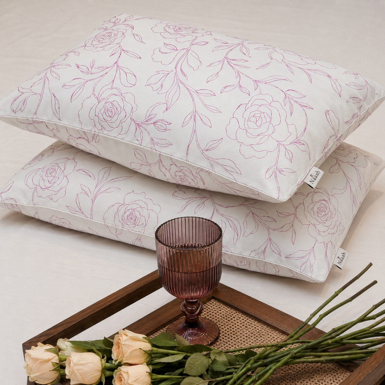 Pink Floral Pillow Case
