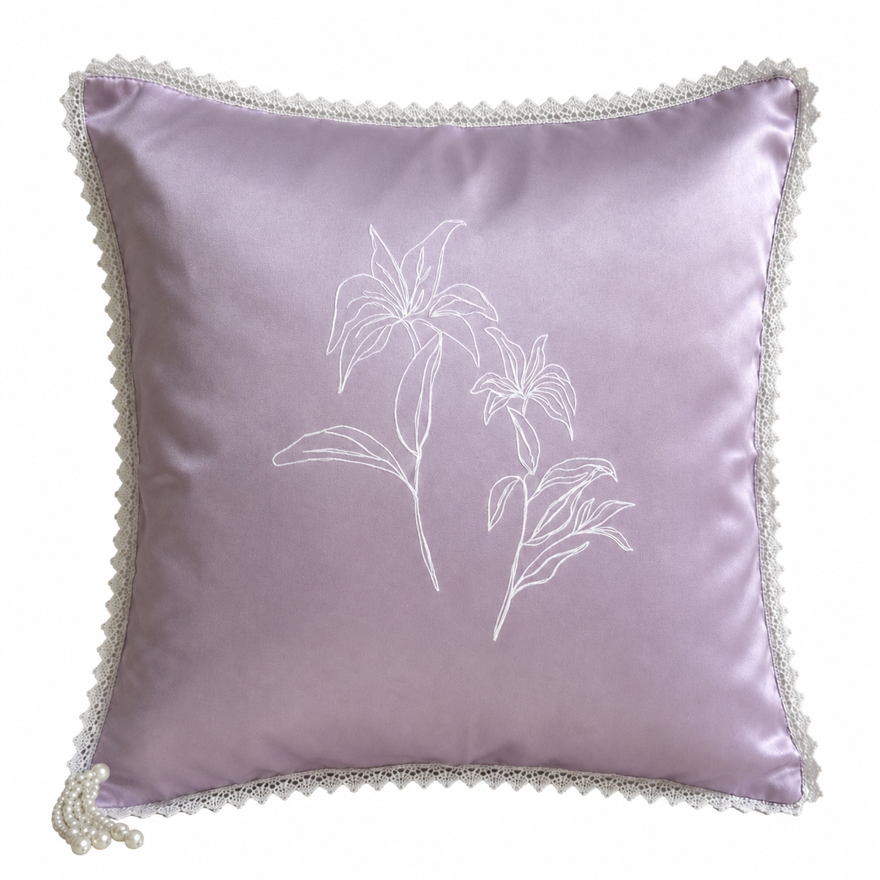 Lilac Stem Flower Cushion Cover