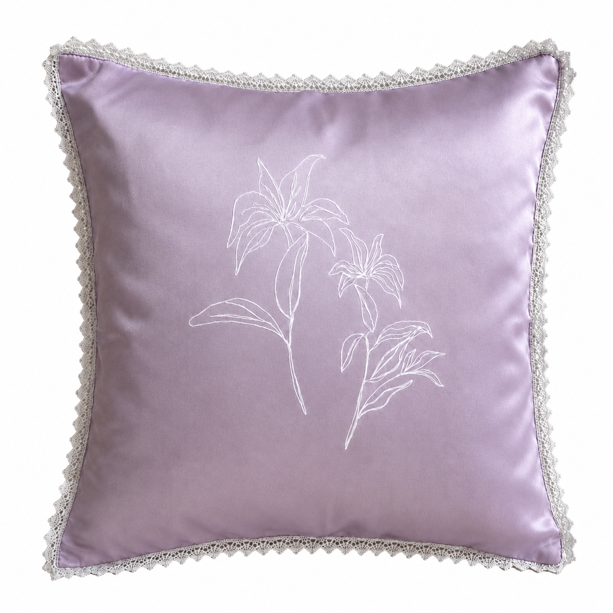 Lilac Stem Flower Cushion Cover