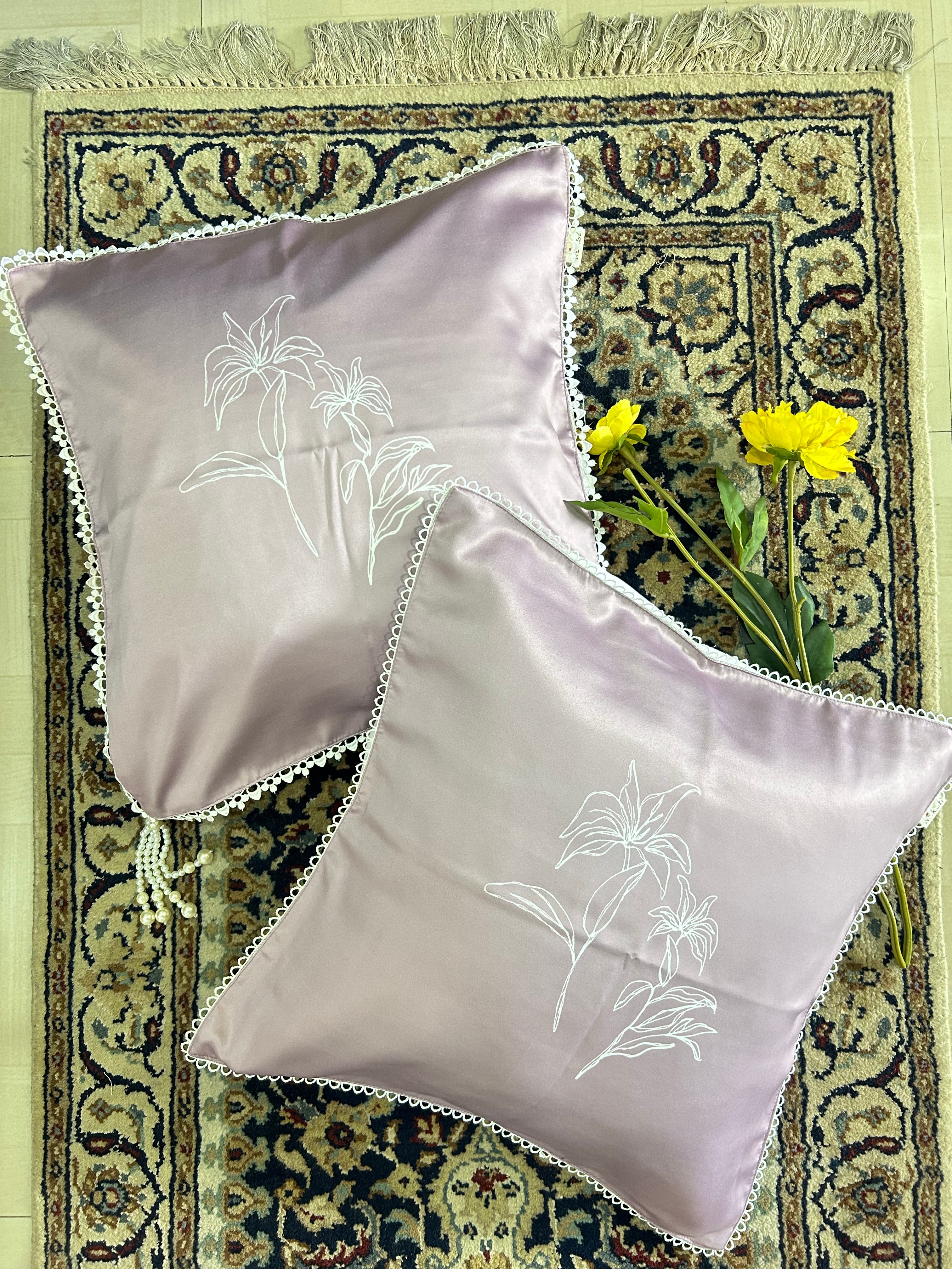 Lilac Stem Flower Cushion Cover