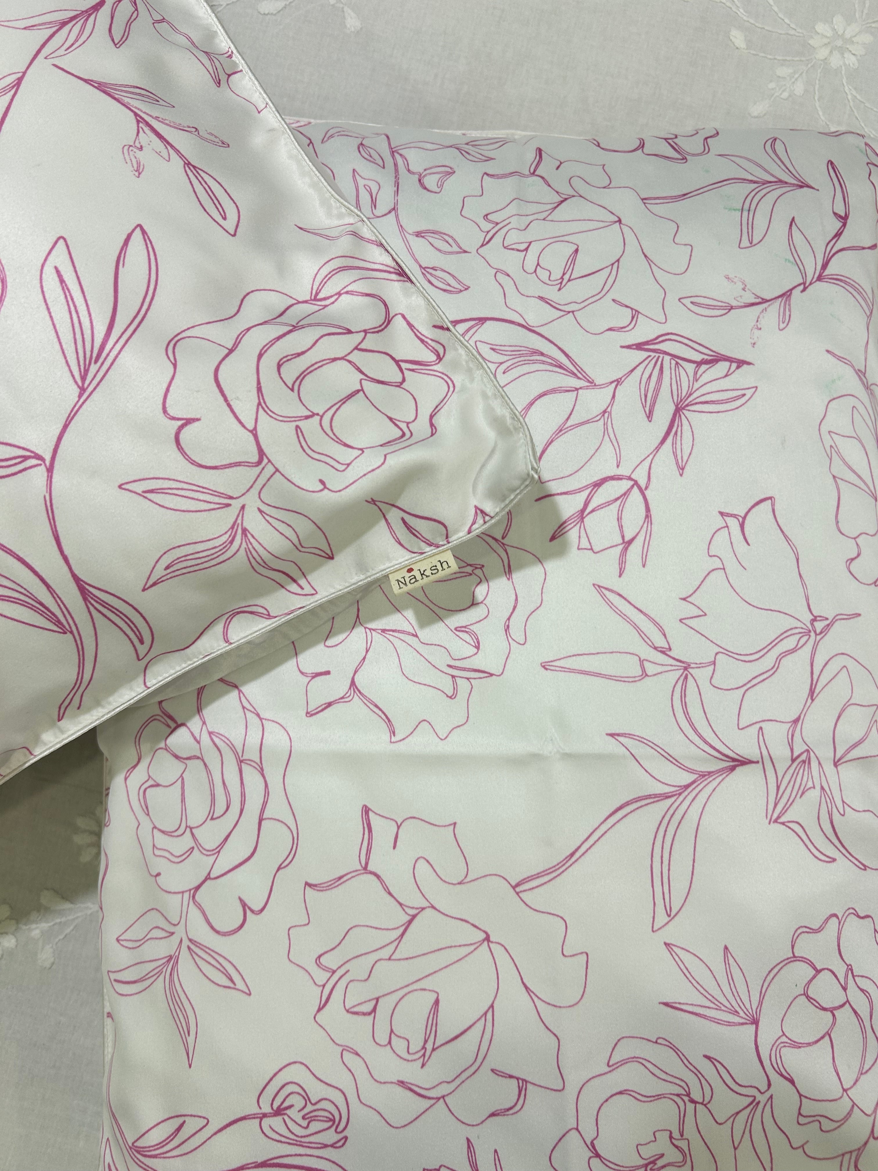 Pink Floral Pillow Case