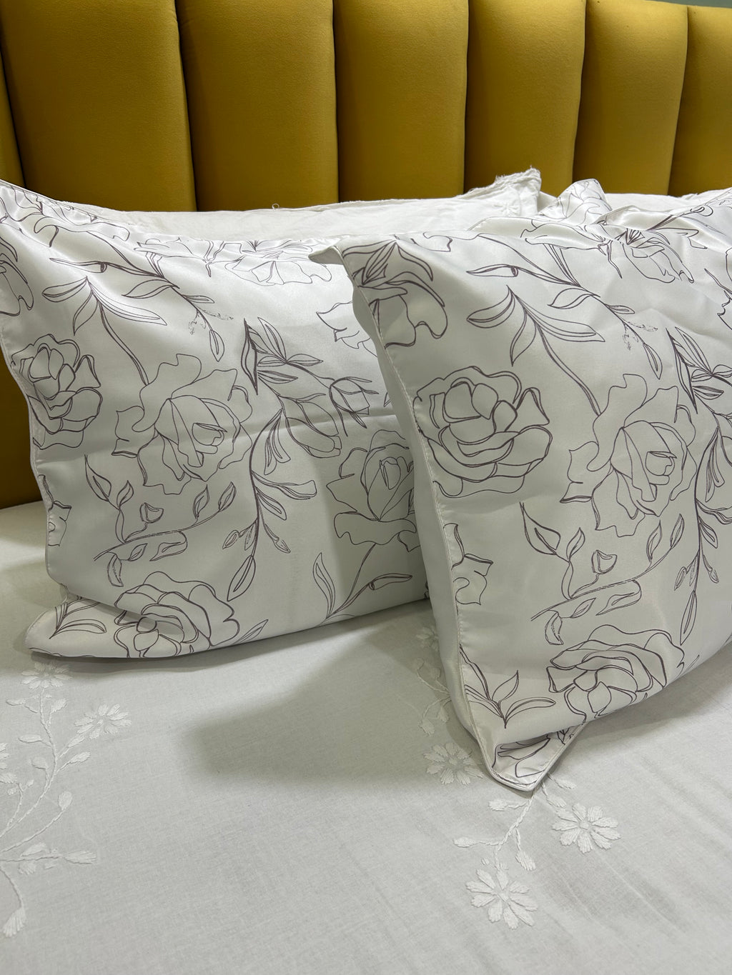 Grey Floral Pillow Case