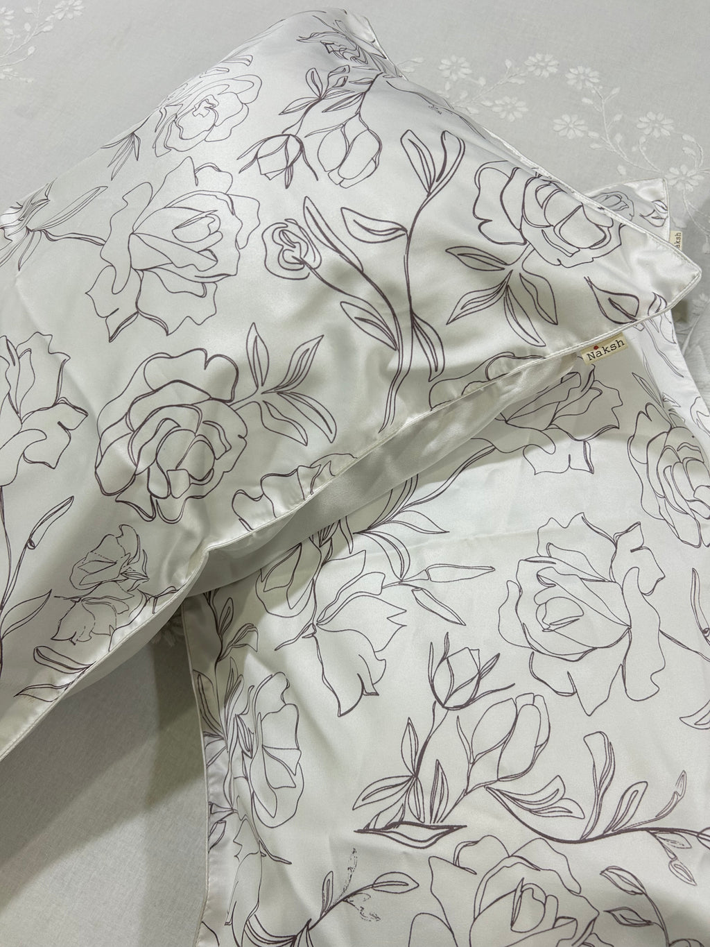 Grey Floral Pillow Case